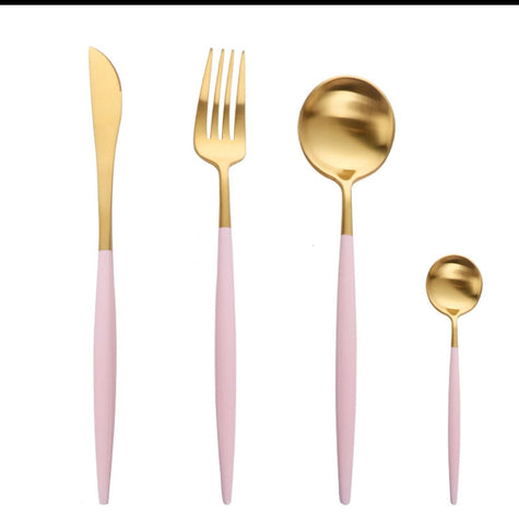 Pink/Gold Utensil Set (4pc)